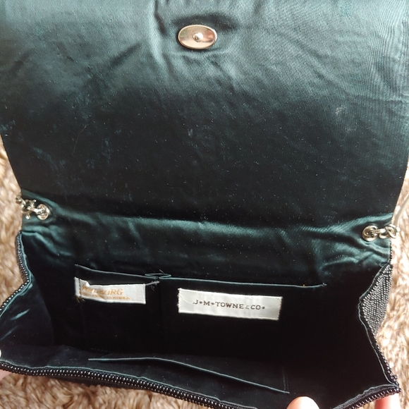 Walborg Vintage 60s Black White Beaded Purse Lotus - Picture 4 of 7